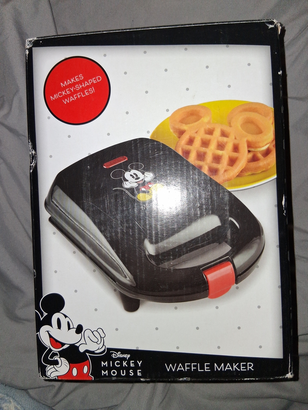 Disney Mickey Mouse Black Waffle Maker with Red Accent